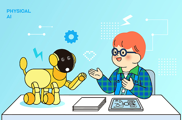 교육 어린이 과학 일러스트 미래 대화 손짓 학습 로봇 소통 창의력 프로그램 신기술 상호작용 AI_인공지능 국내일러스트 AI파일 컨셉 모션 기술 말하기 사람 파일형식 벡터