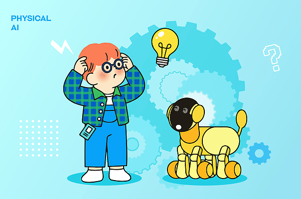 캐릭터 어린이 생각 일러스트 전구 상상 기술 로봇 톱니바퀴 창의력 AI_인공지능 국내일러스트 AI파일 사람 파일형식 벡터