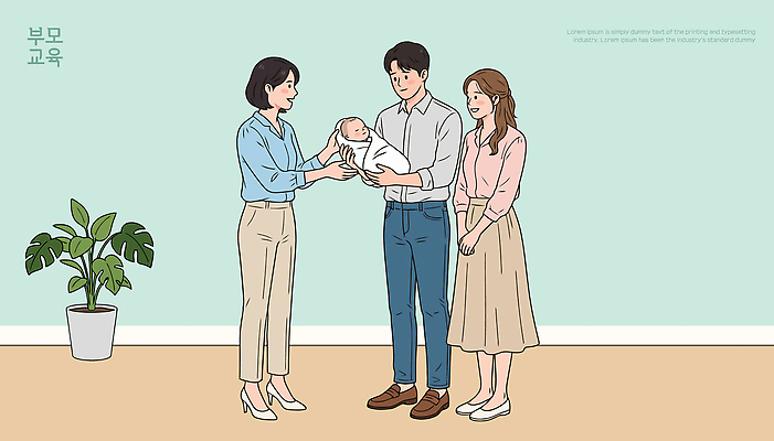 여자 교육 남자 일러스트 가족 엄마 부모 육아 아기 신생아 체험 아빠 상담 교류 소통 부모교육 국내일러스트 AI파일 컨셉 관계 사람 파일형식 벡터