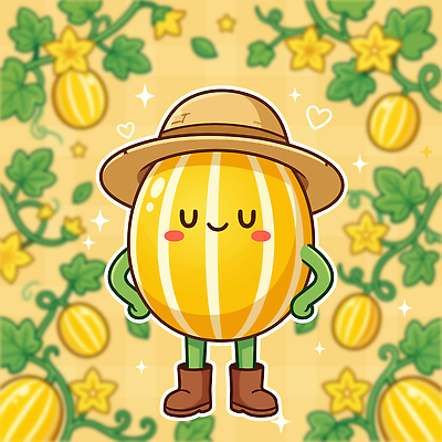 식물 캐릭터 일러스트 농작물 농장 노란색 귀여움 농사 즐거움 참외 국내일러스트 AI파일 감정 컬러 컨셉 농업 과일 파일형식 벡터