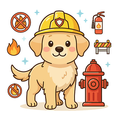 동물 캐릭터 상징 일러스트 불 안전 귀여움 강아지 소방관 소방 소방관모자 소방기구 국내일러스트 AI파일 자연요소 모자_잡화 컨셉 반려동물 기구 개 구조원 파일형식 벡터