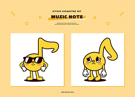 캐릭터 음표 일러스트 선글라스 노란색 귀여움 슬픔 즐거움 일러캐릭터 AI파일 기호 감정 안경 음악 컬러 컨셉 파일형식 벡터