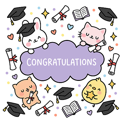 동물 캐릭터 일러스트 졸업 병아리 책 귀여움 고양이 축하 토끼 졸업장 국내일러스트 AI파일 교육 컨셉 포유류 조류 반려동물 파일형식 벡터