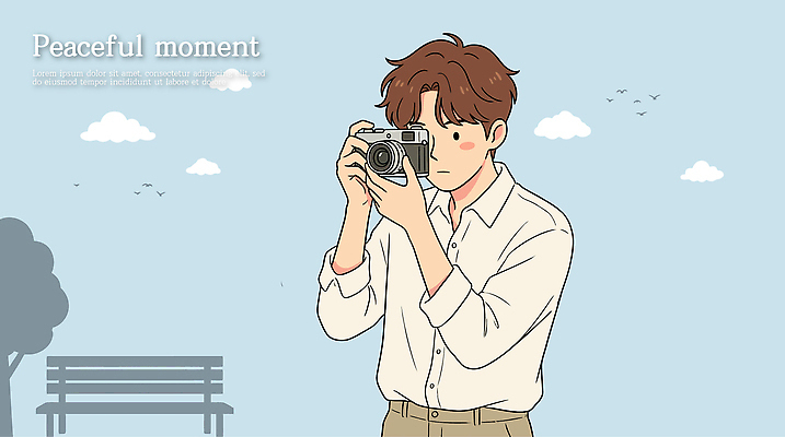 나무 공원 남자 여유 일러스트 모션 날씨 일상 평화 카메라 도시 추억 순간 찍기 국내일러스트 AI파일 식물 공공시설 감정 컨셉 사람 라이프 전자제품 파일형식 벡터