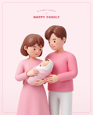 PSD 편집이미지 행복 분홍색 가족 안기 함께함 사랑 미소 부모 봄 육아 아기 편집3D 계절 감정 컬러 컨셉 관계 모션 표정 사람 3D 파일형식