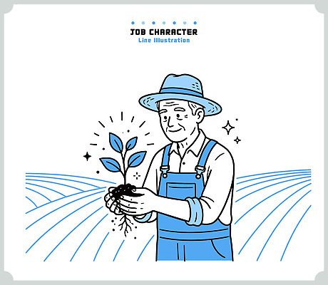 식물 직업 농업 일러스트 자연 사람 파란색 농작물 농경지 환경 농사 흙 다양 성장 농촌 작업 농부 심기 국내일러스트 AI파일 산업 컬러 다수 모션 농장 시골 생태계 파일형식 벡터