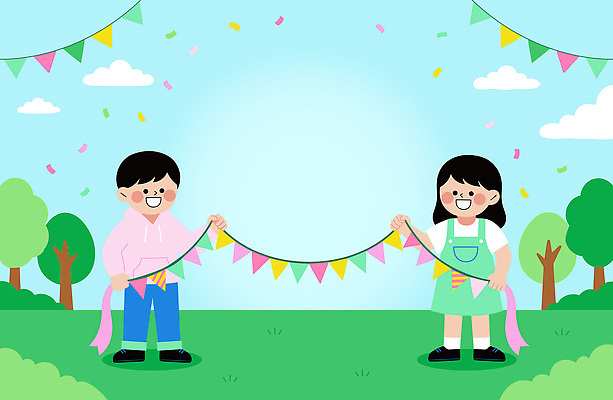 나무 리본 어린이 일러스트 놀이 웃음 장식 축하 깃발 어린이날 즐거움 국내일러스트 AI파일 식물 기념일 감정 컨셉 표정 사람 파일형식 벡터