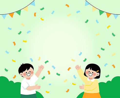 어린이 일러스트 놀이 웃음 야외 장식 친구 축하 깃발 어린이날 즐거움 국내일러스트 AI파일 기념일 감정 컨셉 관계 표정 사람 파일형식 벡터