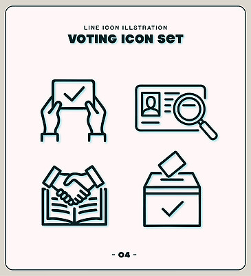 종이 라인일러스트 일러스트 악수 투표 선거 확인 투표함 과정 시민 신원 권리 국내일러스트 AI파일 컨셉 손짓 민주주의 국민 파일형식 벡터
