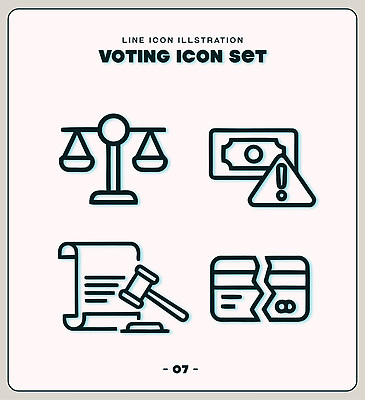 돈 라인일러스트 일러스트 저울 경고 투표 선거 민주주의 문서 법 법원 시민 정책 권리 국내일러스트 AI파일 재산 국민 파일형식 벡터