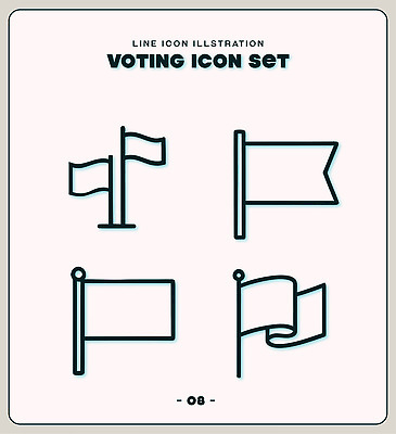 선 라인일러스트 일러스트 깃발 선택 투표 선거 민주주의 투표소 국내일러스트 AI파일 컨셉 파일형식 벡터