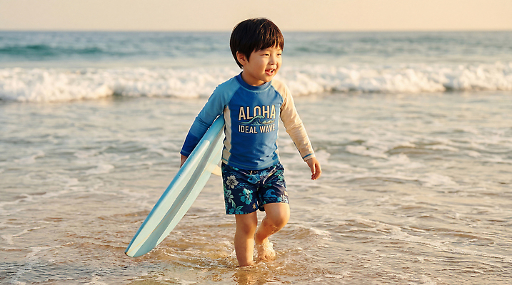 JPG 편집이미지 어린이 모래 바다 웃음 풍경 해변 물 여름 걷기 서핑 의료성형뷰티 편집실사 AI인물포토 AI콘텐츠 자연요소 계절 모션 표정 사람 수상스포츠 CG 파일형식 AI포토