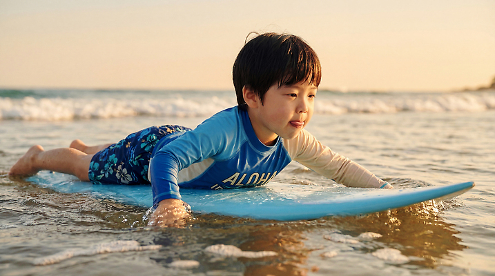 JPG 편집이미지 수영복 파도 바다 놀이 소년 해변 물 여름 노을 서핑 즐거움 의료성형뷰티 수평선 편집실사 AI인물포토 AI콘텐츠 자연요소 옷 계절 남자 감정 어린이 수상스포츠 CG 파일형식 AI포토
