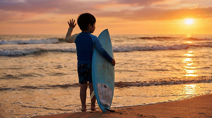 JPG 편집이미지 수영복 어린이 모래 스포츠 파도 바다 놀이 해변 물 여름 노을 일몰 서핑 의료성형뷰티 편집실사 AI인물포토 AI콘텐츠 자연요소 옷 계절 사람 수상스포츠 CG 파일형식 AI포토