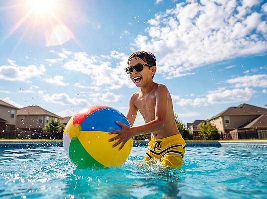 JPG 편집이미지 어린이 공 물놀이 놀이 수영장 웃음 소년 물 여름 햇빛 즐거움 의료성형뷰티 편집실사 AI인물포토 AI콘텐츠 자연요소 계절 남자 감정 표정 사람 빛 CG 파일형식 AI포토