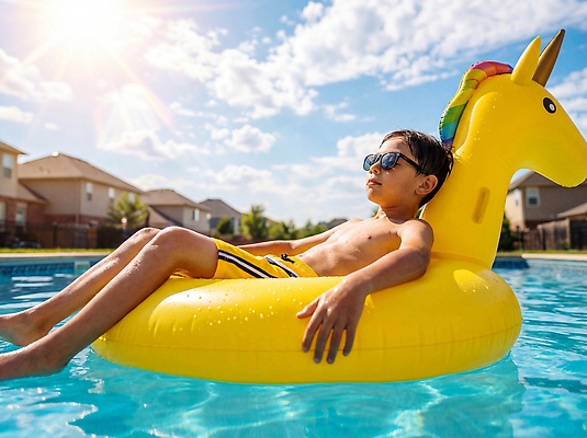 JPG 편집이미지 어린이 물놀이 수영장 소년 물 여름 햇빛 수영 자유 즐거움 튜브 유니콘 의료성형뷰티 편집실사 AI인물포토 AI콘텐츠 자연요소 계절 남자 감정 컨셉 놀이 사람 빛 수상스포츠 CG 파일형식 AI포토