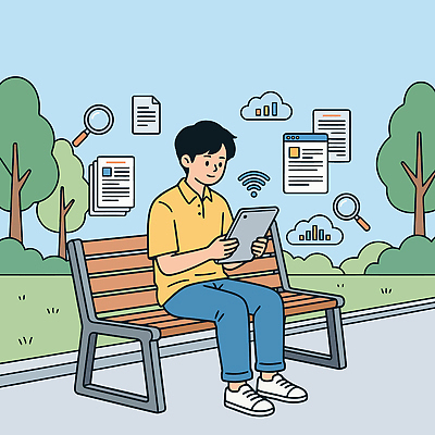 나무 공원 남자 인터넷 벤치 일러스트 기술 태블릿 디지털 자료 정보 작업 투표 집중 분석 찾기 국내일러스트 AI파일 식물 공공시설 컨셉 의자 모션 사람 전자제품 스마트기기 선거 파일형식 벡터