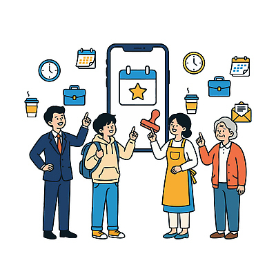 학생 일러스트 표시 관리 이야기 여러명 스마트폰 디지털 교사 시간 어플리케이션 계획 투표 공유 국내일러스트 AI파일 직업 다수 컨셉 사람 핸드폰 스마트기기 선거 파일형식 벡터