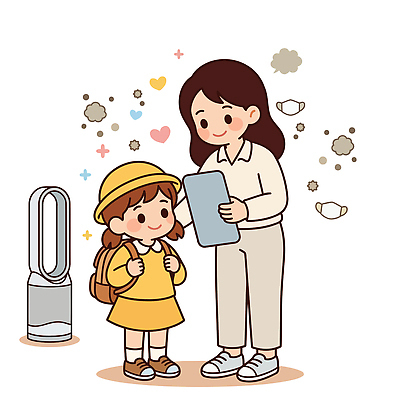 교육 어린이 가방 일러스트 가족 엄마 실내 마스크 일상 보호 등하교 미세먼지 국내일러스트 AI파일 잡화 컨셉 관계 사람 내부 라이프 먼지 파일형식 벡터