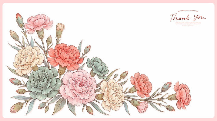 PSD 식물 꽃 분홍색 백그라운드 일러스트 빨간색 카네이션 감사 국내일러스트 감정 컬러 파일형식