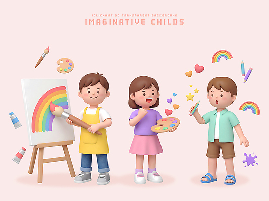 자연요소 표정 사람 3D 미술도구 파일형식 색칠 무지개 캔버스 팔레트 물감 창의성 어린이 도구 웃음 편집이미지 편집3D 상상력 상상 PSD