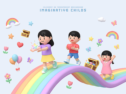 자연요소 식물 감정 관계 사람 3D 파일형식 무지개 상상력 즐거움 꽃 별 친구 놀이 어린이 편집이미지 편집3D 창의성 상상 PSD
