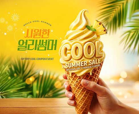 PSD 편집이미지 손 아이스크림 디저트 열대 이벤트 여름 세일 맛 더위 시원함 쿠폰 의료성형뷰티 이미지편집 계절 음식 컨셉 날씨 신체부위 파일형식