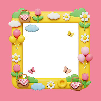 PSD 편집이미지 디자인 꽃 나비 액자 프레임 그래픽 장식 소풍 바구니 봄 튤립 풍선 소풍바구니 이미지편집 식물 계절 곤충 야외활동 파일형식