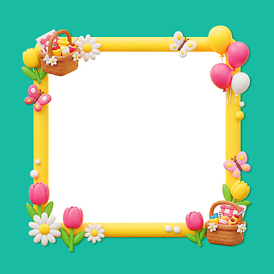 PSD 편집이미지 디자인 꽃 나비 프레임 장식 소풍 봄 튤립 풍선 피크닉용품 소풍바구니 이미지편집 식물 계절 곤충 야외활동 바구니 파일형식
