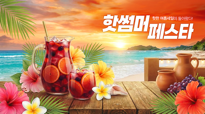 PSD 편집이미지 음료 바다 과일 자연 탁자 이벤트 야외 여름 야자수 햇빛 세일 일몰 휴양지 야자수잎 이미지편집 나무 계절 가구 잎 빛 노을 장소 생태계 파일형식