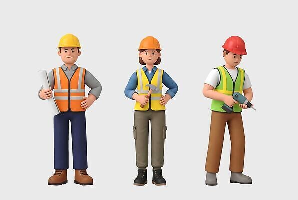 PSD 편집이미지 여자 남자 산업 노동자 작업복 안전 도구 헬멧 근로자의날 작업자 소상공인 편집3D 직업 옷 기념일 사람 경제 3D 보호장비 상인 파일형식