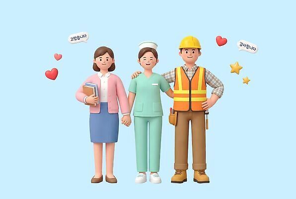 직업 기념일 건축 컬러 모션 표정 경제 3D 의료진 상인 파일형식 건축업자 간호사 사람 미소 손잡기 친절 파란색 캐릭터 편집이미지 PSD 편집3D 노동자 소상공인 근로자의날