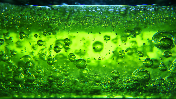 JPG 편집이미지 실험 초록색 물 거품 물방울 액체 물거품 편집실사 AI컴퓨터그래픽 AI콘텐츠 자연요소 컬러 CG 파일형식