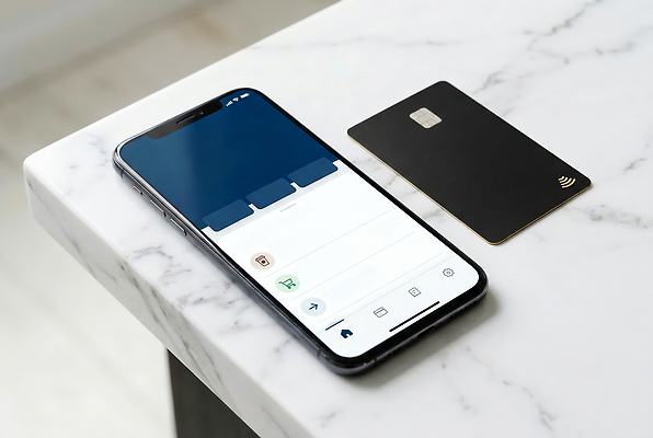 JPG 편집이미지 디자인 탁자 기술 일상 금융 스마트폰 스크린 신용카드 어플리케이션 편리함 소지품 핀테크 이미지편집 AI컴퓨터그래픽 AI콘텐츠 가구 컨셉 모바일 라이프 경제 핸드폰 스마트기기 오브젝트 파일형식