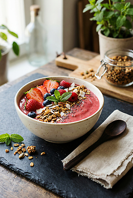 JPG 편집이미지 과일 탁자 아침 디저트 요리 식사 견과류 허브 건강식 스무디 편집실사 AI컴퓨터그래픽 AI콘텐츠 주간 식물 음료 음식 가구 CG 파일형식