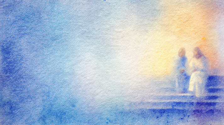 JPG 남자 감정 일러스트 수채화 대화 사람 계단 예수 소통 국내일러스트 AI일러스트 AI콘텐츠 컨셉 말하기 신_종교 파일형식