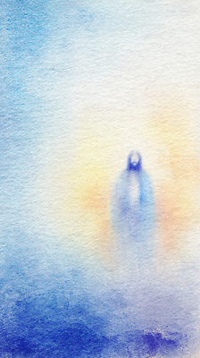 JPG 남자 예술 상징 하늘색 일러스트 사람 빛 예수 신비 그림 장면 부드러움 국내일러스트 AI일러스트 AI콘텐츠 컨셉 파란색 신_종교 감각 파일형식