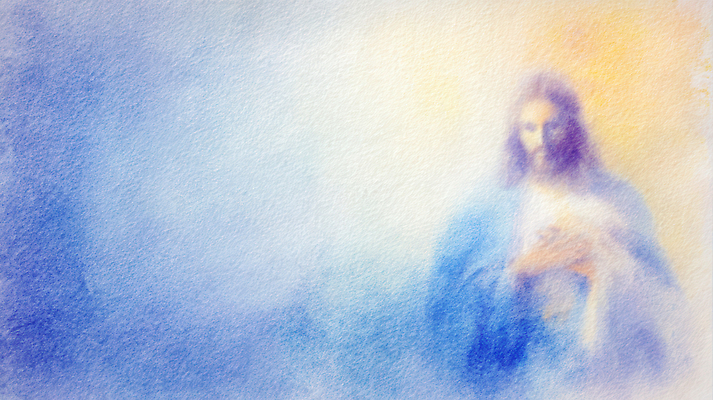 JPG 남자 감정 기독교 종교 예술 일러스트 수채화 사람 파란색 빛 희망 기쁨 예수 묘사 그림 국내일러스트 AI일러스트 AI콘텐츠 컬러 신_종교 파일형식