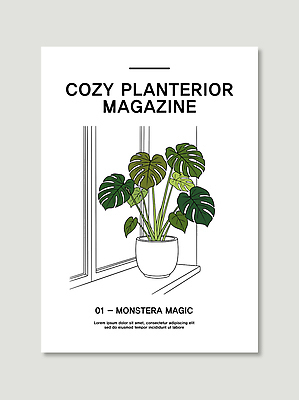 식물 디자인 화분 일러스트 창문 자연 초록색 인테리어 잡지 창가 몬스테라 싱그러움 국내일러스트 AI파일 컬러 간행물 생태계 파일형식 벡터
