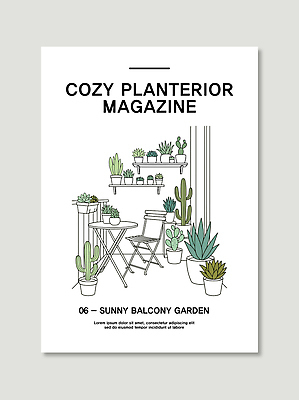 식물 디자인 화분 의자 일러스트 탁자 실내 정원 공간 발코니 잡지 편안함 플랜테리어 아기자기 국내일러스트 AI파일 가구 컨셉 내부 간행물 인테리어 감각 파일형식 벡터