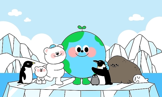 동물 캐릭터 지구 바다 일러스트 자연 하늘 친구 귀여움 환경 얼음 수중동물 바다표범 북극 생태계 펭귄 북극곰 빙하 빙산 국내일러스트 AI파일 자연요소 컨셉 곰 포유류 관계 조류 바다동물 극지방 파일형식 벡터