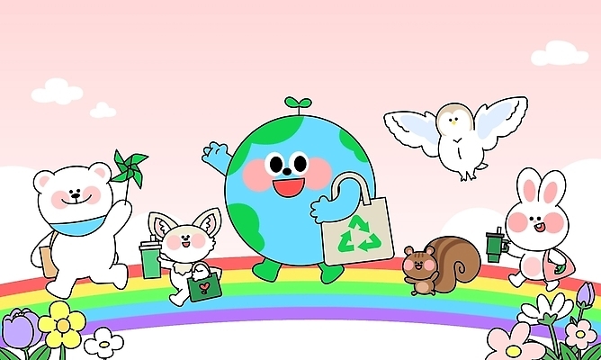 식물 동물 캐릭터 지구 컬러 무지개 가방 일러스트 자연 웃음 친구 걷기 환경 토끼 북극곰 다람쥐 올빼미 사막여우 에코백 텀블러 국내일러스트 AI파일 자연요소 잡화 곰 포유류 관계 모션 조류 표정 컵 반려동물 설치류 에코 생태계 여우 파일형식 벡터