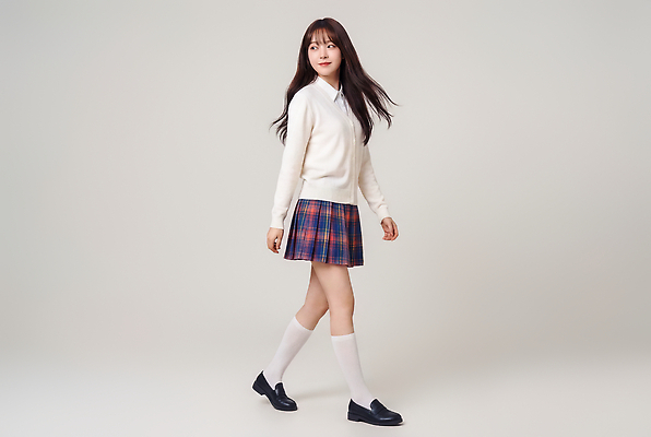 JPG 편집이미지 긴머리 여학생 여자 교복 청소년 표정 일상 치마 걷기 자신감 의료성형뷰티 편집실사 AI인물포토 AI콘텐츠 학생 헤어스타일 옷 감정 모션 하의 사람 라이프 CG 파일형식 AI포토