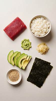 JPG 편집이미지 음식 재료 식사 초밥 쌀 김 고추냉이 참치 해산물 준비 깨 손질 아보카도 일본음식 참치초밥 편집실사 AI포토 AI콘텐츠 과일 식재료 곡류 어류 양념 조미료 해조류 CG 파일형식