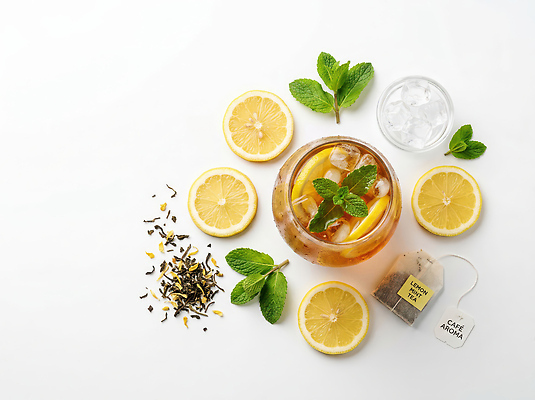 JPG 편집이미지 음료 건강 여름 얼음 차가움 레몬 민트 허브 레몬티 편집실사 AI포토 AI콘텐츠 자연요소 식물 계절 과일 CG 파일형식