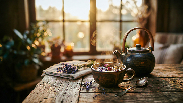 JPG 식물 편집이미지 음료 티타임 따뜻함 일상 빛 차 저녁 편안함 찻주전자 허브 향 편집실사 AI포토 AI콘텐츠 주전자 휴식 라이프 감각 밤 야간 CG 파일형식