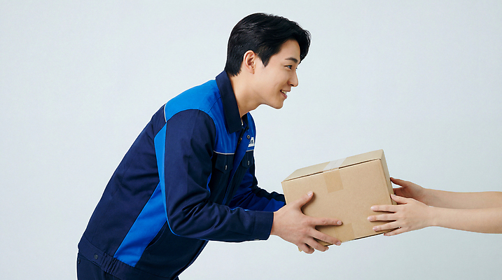 JPG 편집이미지 직업 남자 모션 상자 택배기사 배달원 상품 배송 서비스 전달 상업 획득 택배상자 의료성형뷰티 편집실사 AI인물포토 AI콘텐츠 사람 CG 택배 파일형식 AI포토