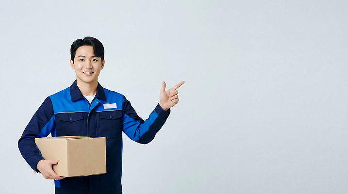 JPG 편집이미지 직업 남자 손가락 작업복 미소 상자 가리킴 작업 택배기사 배송 오브젝트 서비스 택배상자 물류 의료성형뷰티 편집실사 AI인물포토 AI콘텐츠 손 옷 표정 사람 손짓 배달원 CG 택배 파일형식 AI포토