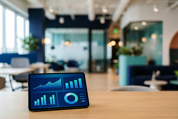 JPG 편집이미지 통계 그래프 조명 기술 태블릿 사무실 디지털 스크린 자료 공간 작업 분석 측정 편집실사 AI포토 AI콘텐츠 컨셉 비즈니스 전자제품 스마트기기 CG 파일형식