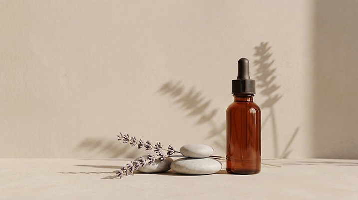 JPG 식물 편집이미지 유리 바닥 그림자 장식 갈색 전시 돌 아로마 부드러움 아로마테라피 아로마오일 편집실사 AI포토 AI콘텐츠 컬러 재질 감각 오일_화장품 CG 테라피 파일형식